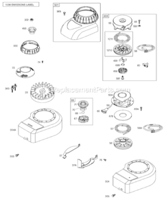 Page E Diagram and Parts List for 9D900  Briggs and Stratton Engine